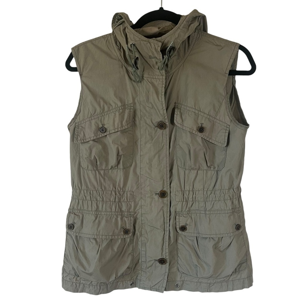 LOFT lightweight utility khaki hooded vest size S